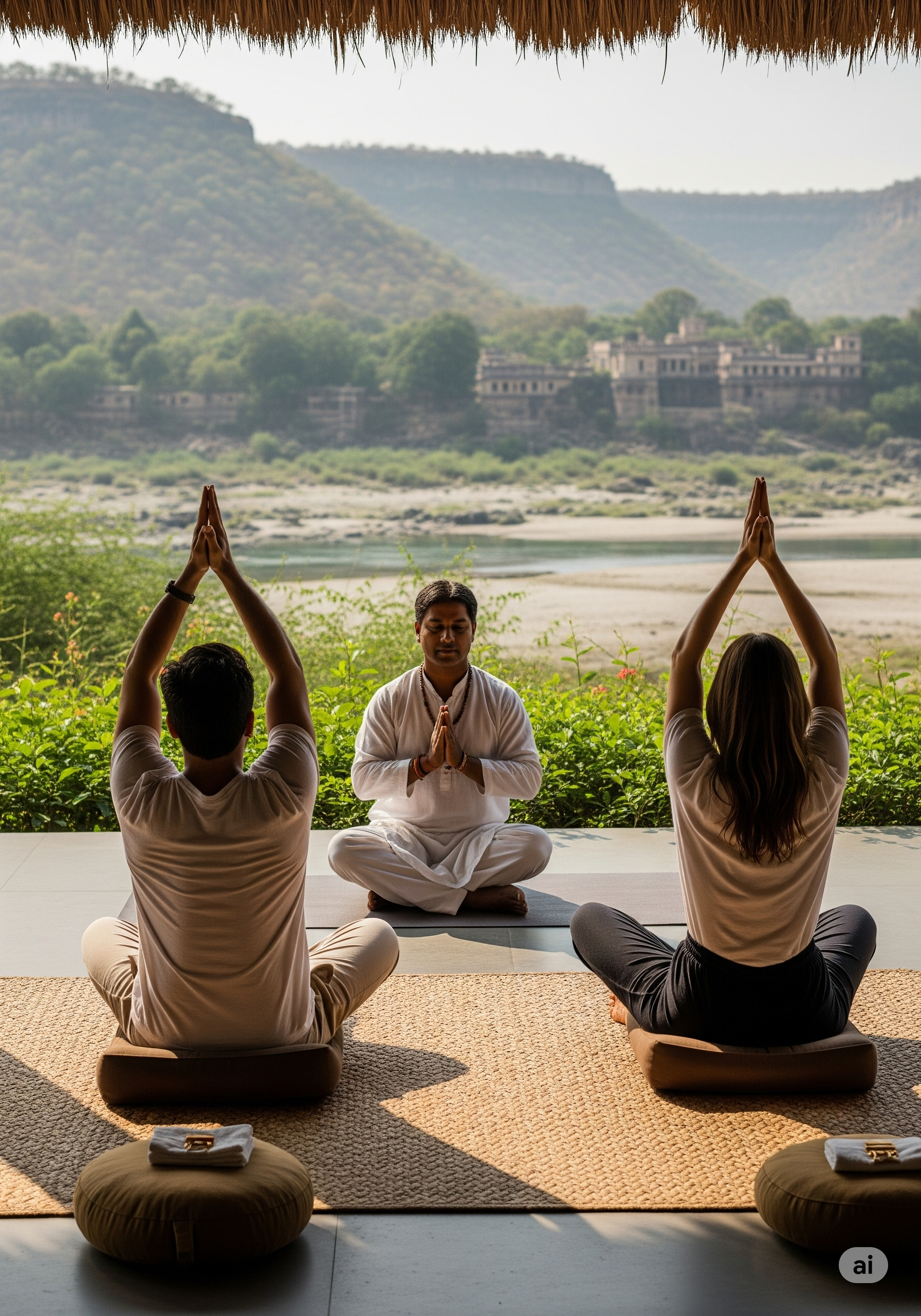 A sadhu meditating by the Ganges in Rishikesh